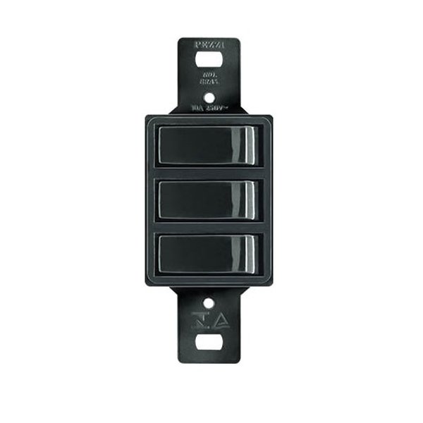 Interruptor 3 Teclas paralela 10A 250V Preto sem placa 13030-2 Pezzi