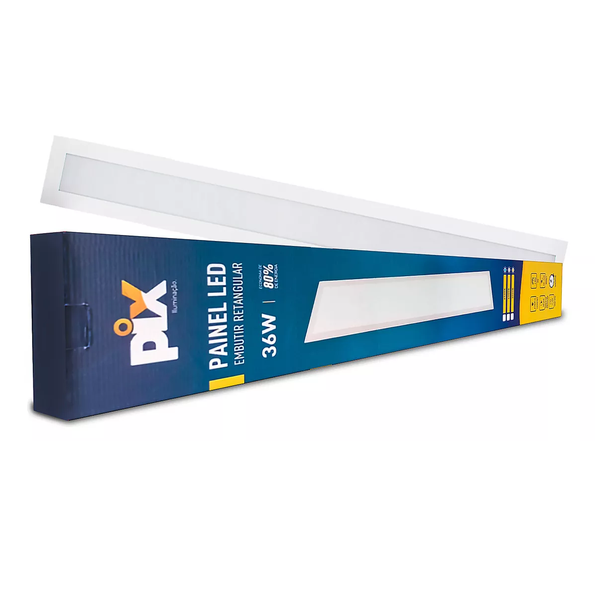 Painel LED Embutir 36W Retangular 15x120cm Bivolt Pix