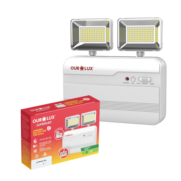 Luminária de Emergência LED 3200lm 30W 6500K Ourolux